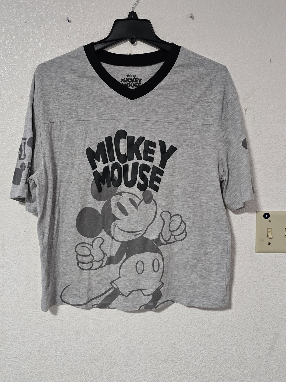 Disney Gray & Black Mickey Mouse V-Neck Tee
